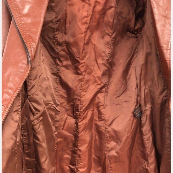 Beautiful Vintage 80-90’s Wilson Women's Leather brown Coat - Size 10 black trim - Picture 8 of 8